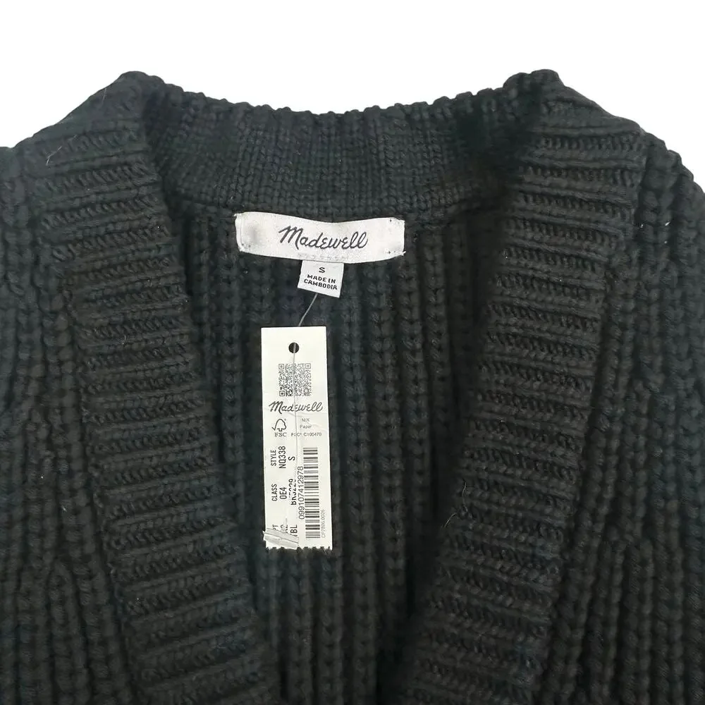 Madewell | Women | Black Heavy Ribbed Knit B-Neck Cutaway Sweater Vest | Small